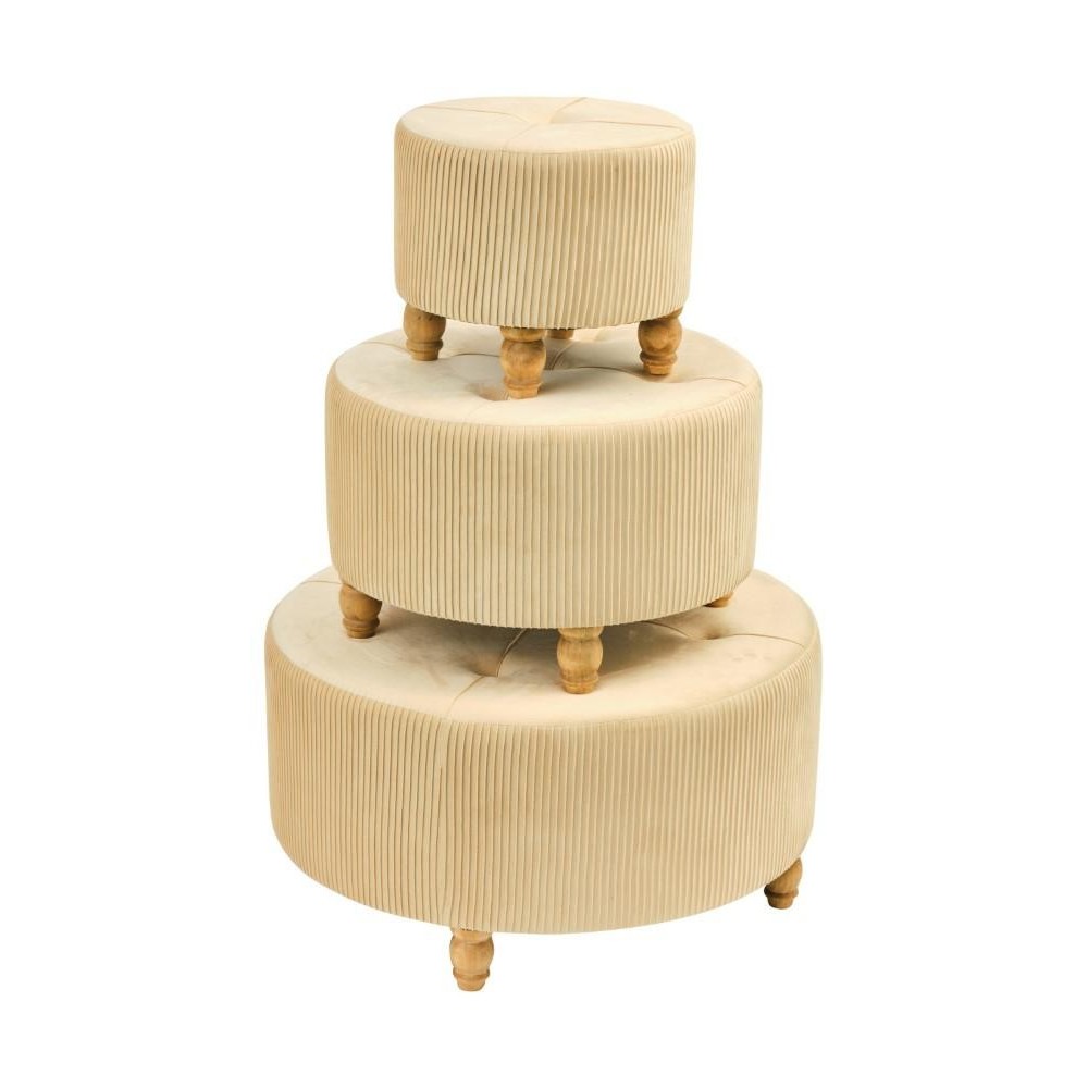 SET 3 POUF BEIGE 80X80X42
